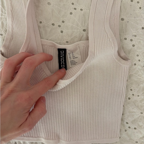 Divided Cream Ribbed Tank Top - Picture 2 of 2